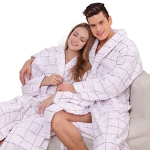 Хлопковый Халат для мужчин и женщин Ночная рубашка полотенце флисовый халат толстые любителей длинные мягкие теплые XL, пижамы, одежда для дома, Белые зимние