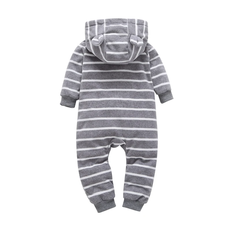 Otoño Invierno recién nacido Bebé Ropa polar mono niños mameluco con capucha monos a rayas bebé Bebe Menino Macacao