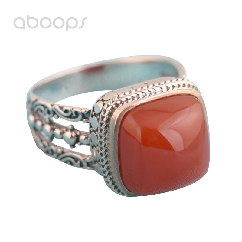 

Vintage 925 Sterling Silver Square Red Stone Ring for Women Girls Size 6 7 8 Free Shipping