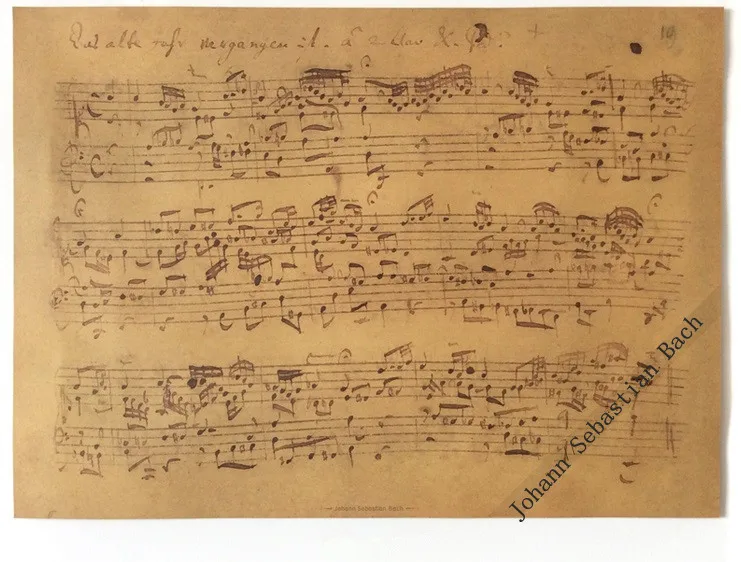 Всемирно известный музыкант рукопись старая музыка Оценка Винтажный стиль ретро бумажный плакат хорошие подарки, 1" x 11"