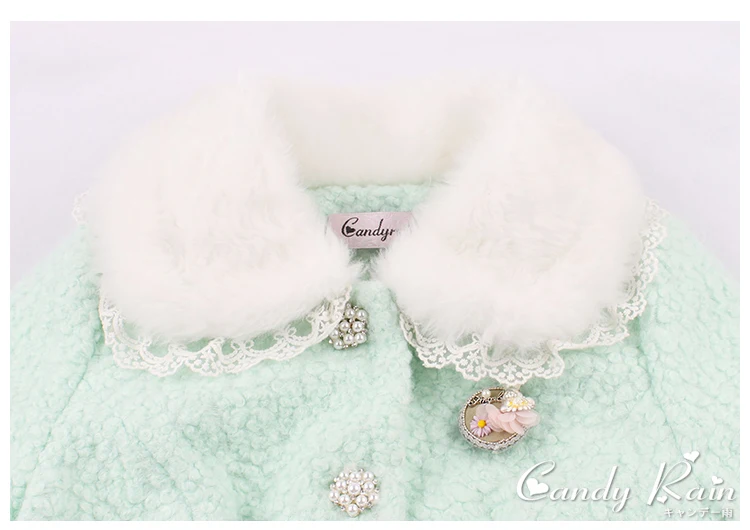 Милое пальто принцессы в стиле Лолиты; зимнее японское милое приталенное шерстяное пальто с короткими рукавами для девушек-студенток; подходит ко всему; C22CD7230