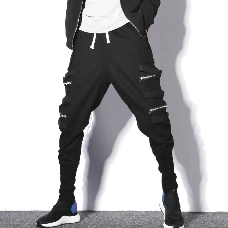

Hip Hop Harem Jogger Pants Men Cotton Streetwear Casual Men Trousers Black Pockets Zippers Spring Sweatpants Men