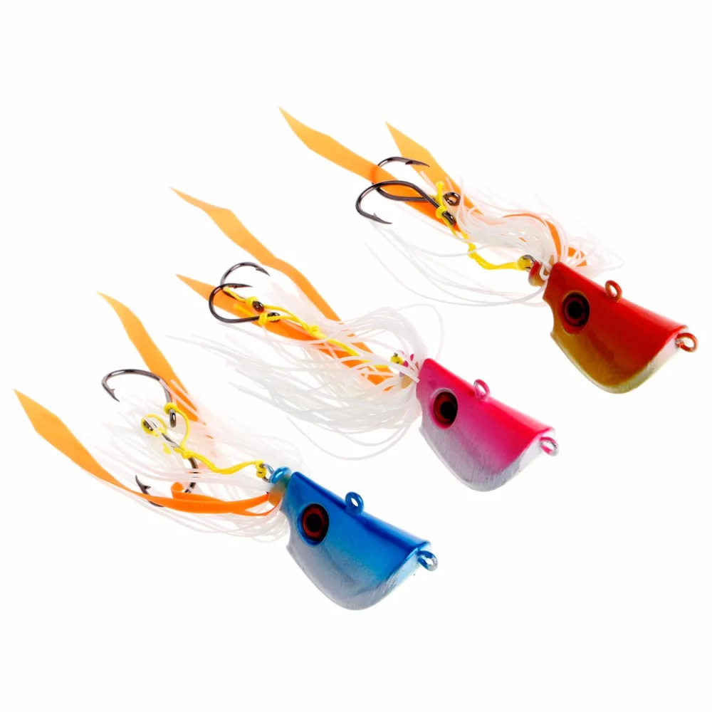 Buy Glow In Dark Luminous Metal Lead Head Jigs Fishing Lures Bait Squid Hooks