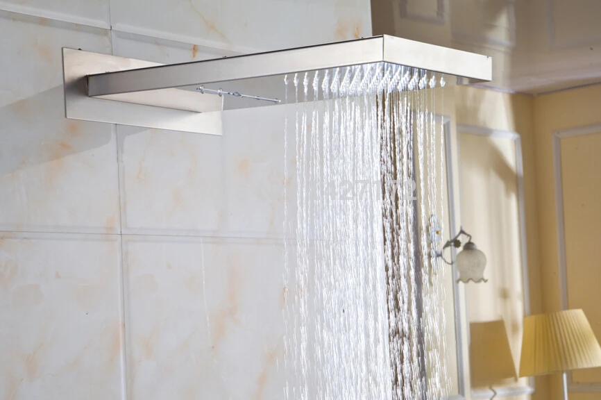 

Luxury Bathroom Brushed Nickel Finished Huge 22" Rainfall and Waterfall Shower Head Shower Sprayer