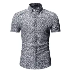 YASUGUOJI Новый 2019 летние шорты рукавом Для мужчин s рубашка Повседневное Мужская гавайская рубашка модные цветочные рубашки Для мужчин;