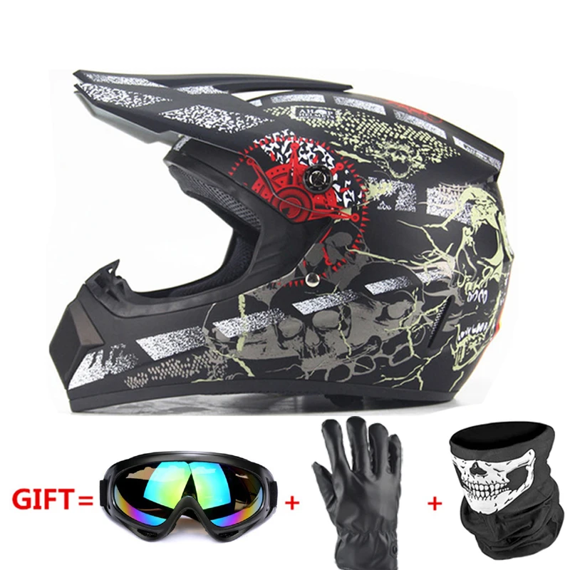 Полнолицевой мотоциклетный шлем Casco Moto внедорожный шлем ATV Dirt Bike горные MTB DH Capacete Moto очки шлем для мотокросса - Цвет: 225-Matte Black1