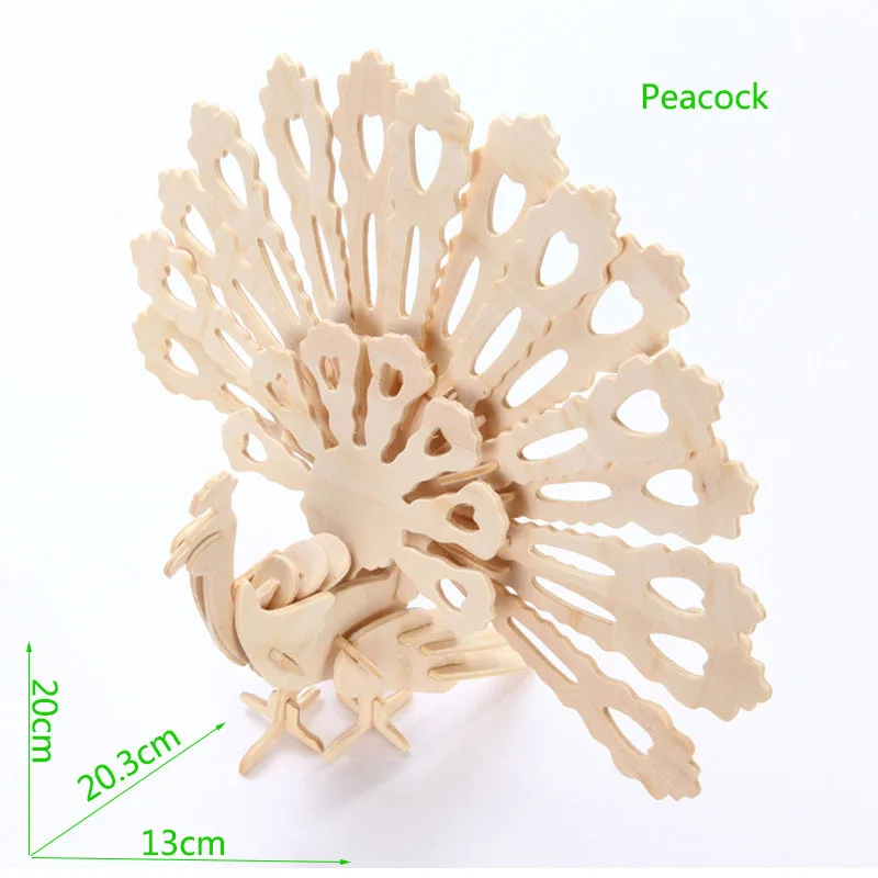 Креативные DIY 3D деревянные игры-головоломки сборные игрушки Gif транспортное средство деревянные игрушки-паззлы для детей подростков и взрослых обучающее образование - Цвет: peacock