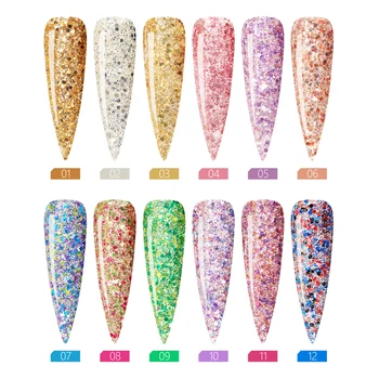 

Bozlin Colors Glitter Gel Flash Starry Sky 12 Color Soak Off UV Gel Nail Polish Varnish LED Lamp Manicure Art Nails Gel Lacquers