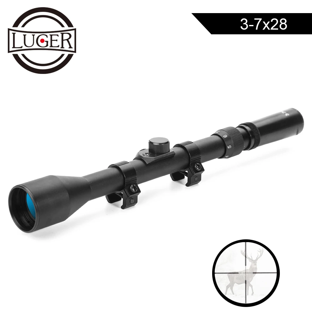 LUGER 3 7x28 прицел охотничья оптика телескопический прицел для страйкбольной винтовки пистолет подходит 11 мм крепление поперечные прицелы|Оптические прицелы| | АлиЭкспресс