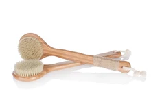 High quality Long-handled bamboo bath brush Massage bath Cleaning sponge brush bristle skid Spa Scrubber Bathing accessories