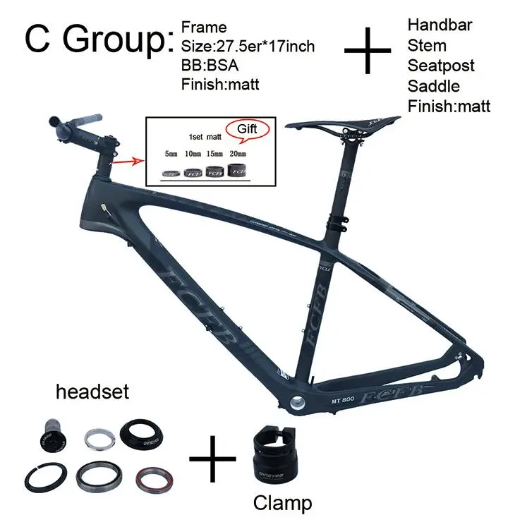 FCFB T800 карбоновая mtb рама 26,5/27er mtb карбоновая рама карбоновая для горного велосипеда 142*12 или 135*9 мм велосипедная матовая рама - Цвет: C Group