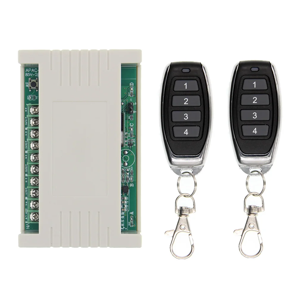 

Universal AC 220V 110V 85-265V 30A Relay 4CH 4 CH Wireless RF Remote Control Switch Transmitter+Receiver Module,315 / 433 MHz