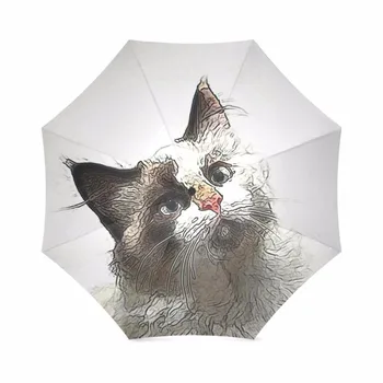 

Cat Foldable Sun Rain Travel Umbrella 100% Fabric Aluminium High-Quality Foldable Umbrella
