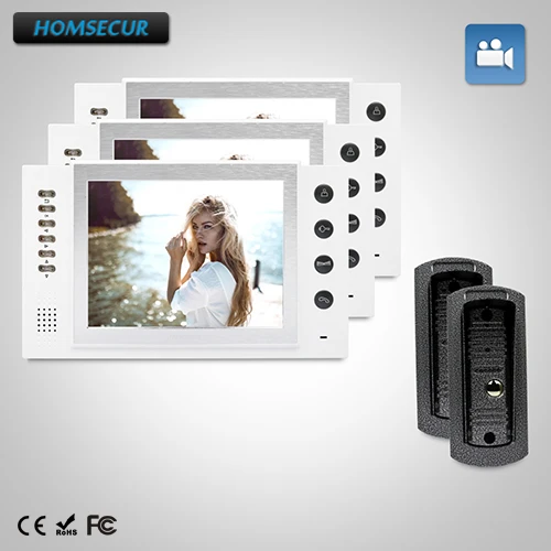 HOMSECUR 8" Wired Video Door Phone Intercom System+Intra-monitor Audio Intercom TC041 + TM801R-W