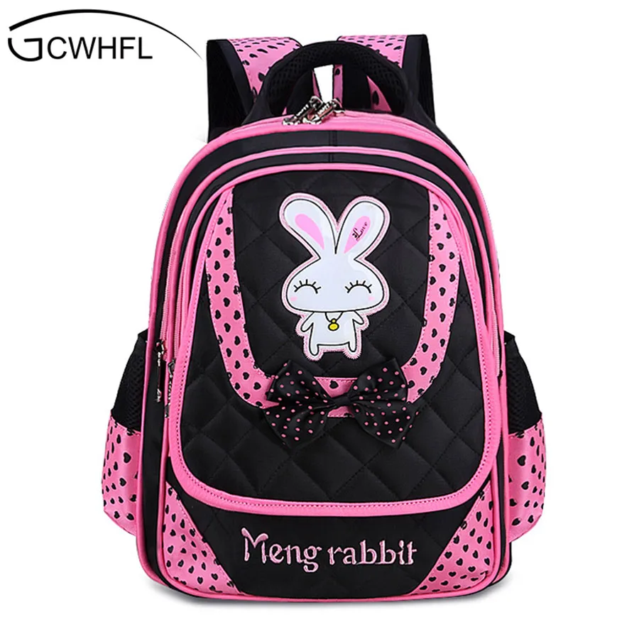 

GCWHFL Korean Style Girls Backpacks For School Bags Children Nylon Character Rabbit School Primary Backpack Little Girl Knapsack