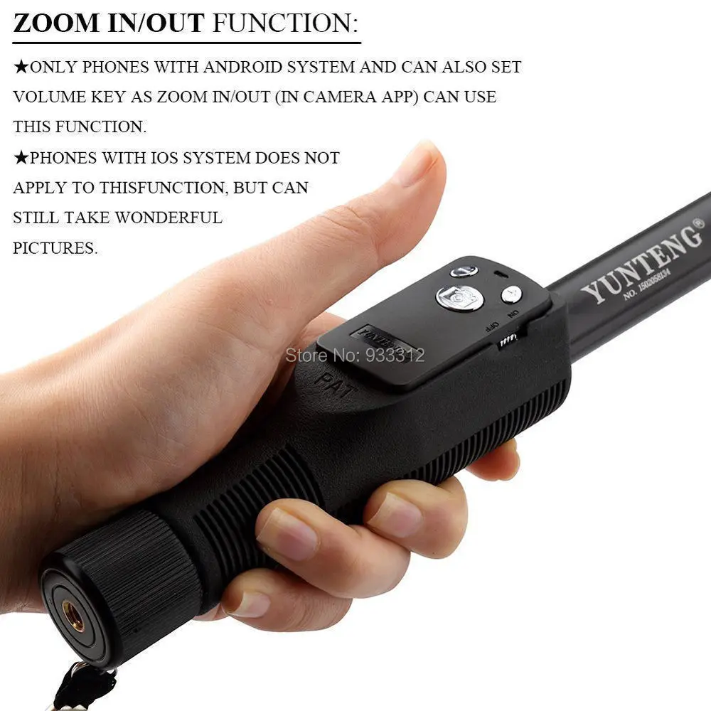Bluetooth Selfie Stick with Tripod Stand samsung iphone original YunTeng monopod 18-50INch  Self-Portrait 2