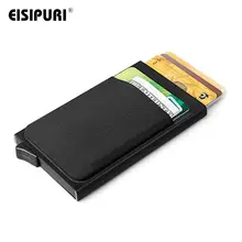 Men Aluminum Wallet With Back Pocket ID Card Holder RFID Blocking Mini Slim Metal Wallet Automatic Pop up Credit Card Coin Purse