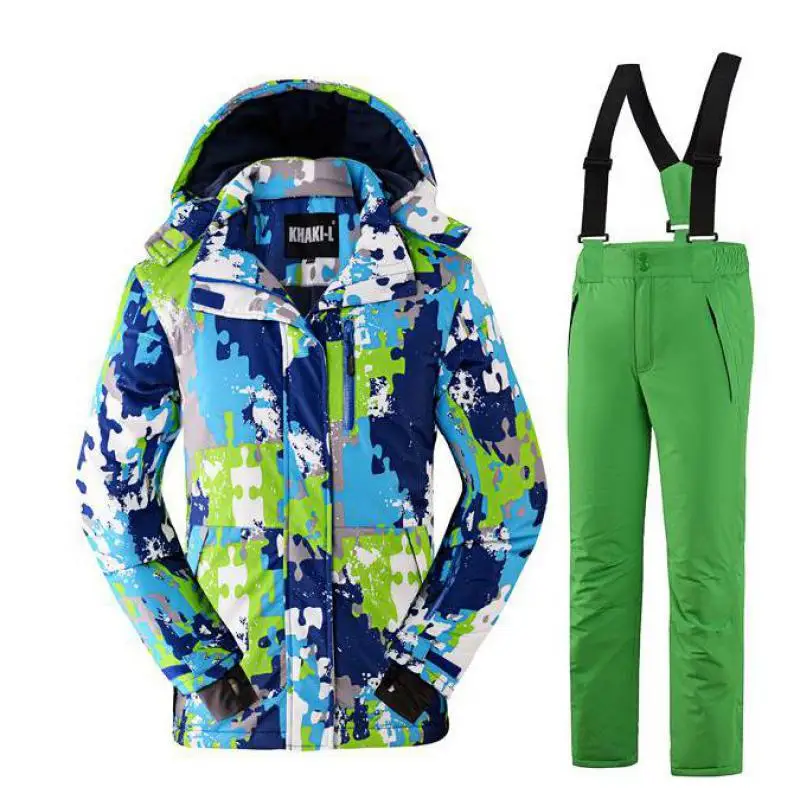 

2017 Winter Boy Kids Ski And Snowboarding Suits Windproof Waterproof Thicken Children Outdoor Sports Jacket+pant 110-160cm