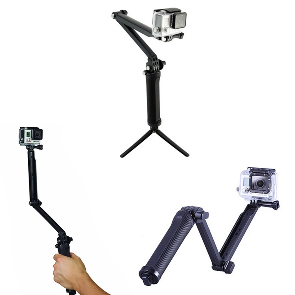 

For XiaoYi Camera Monopod 3-Way Multi-function Folding Arm Lever Tripod Mount for GoPro Hero 3 4 SJ4000 Sjcam Go Pro Accessories