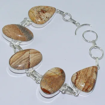 

Picture Jaspers Bracelet Silver Overlay over Copper , 23.6 cm, B0837