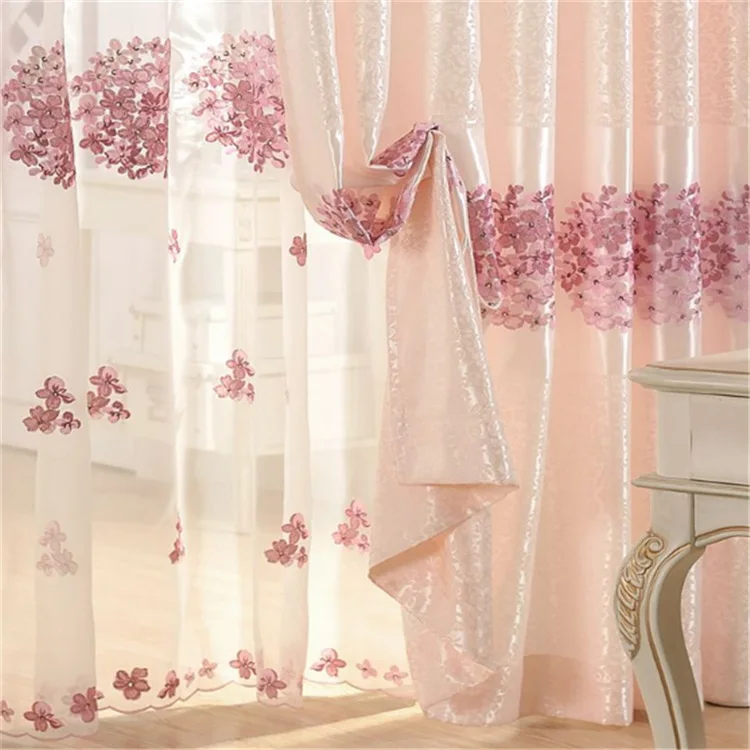 

Pink Girl's Living Room Curtain Curtain for Living Room Bedroom Embroidered Curtain Curtain Cloth