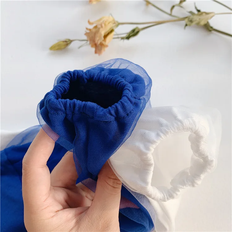 Chifuna/ модный однотонный свитшот в сеточку белого и синего цвета футболки с длинными рукавами для маленьких девочек Осенняя Толстовка
