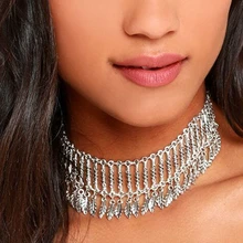 European Vintage Silver font b Boho b font Ethnic font b Collar b font Choker Girl