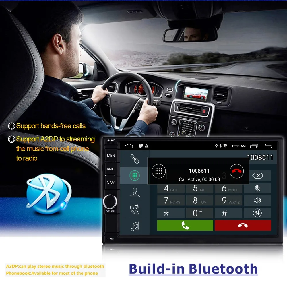 Excellent 7" Android 8.0 Quad Core 2G+16G Universal Double 2 Din no dvd Car Audio Stereo GPS Navigation Radio Kits Car Multimedia RDS 9