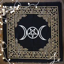 Новинка 60x60 см алтарь Таро текстильная доска игра Таро карты скатерть хлопок Wicca покрытие стола одеяло черное золото