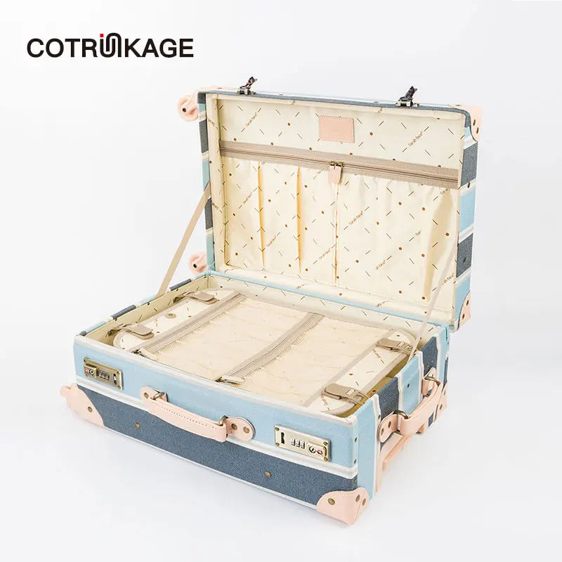 COTRUNKAGE 20 &quot24&quot 26 &quotхолщовый женский дорожный винтажный чемодан в твердом