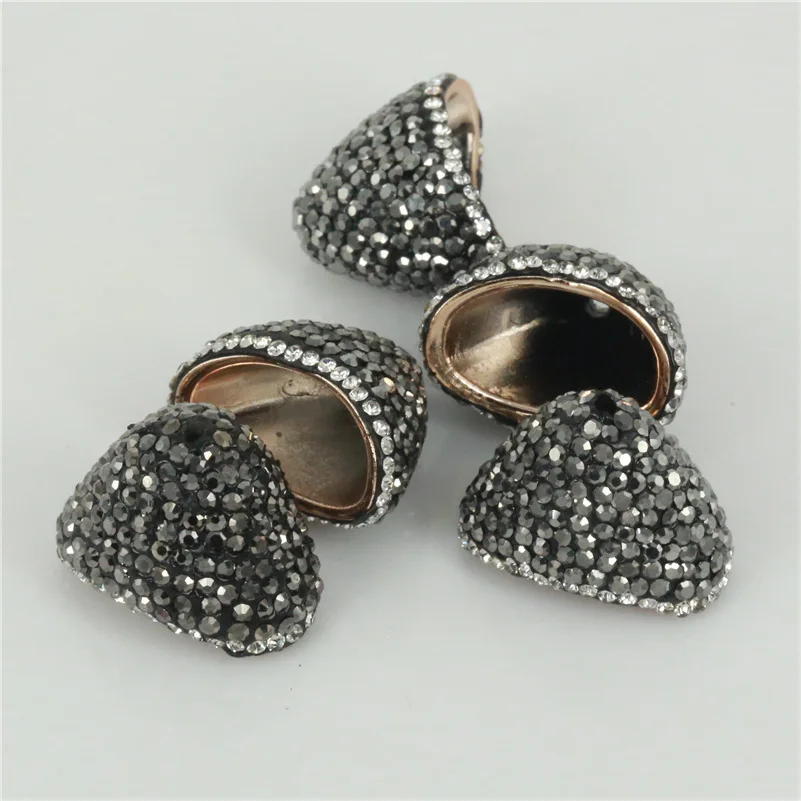 

Charms Black White Rhinestone Pave Big Bead Cap Hat Top Connector Attach Tassel Pendant For Earring Diy Jewelry Making Material
