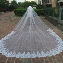 1 слой кружевная Фата длина собора свадебная вуаль 3 метра