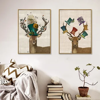 

all kinds of deer nordic painting On Canvas Wedding Decoration Wall Pictures for Living Room Cuadros Decoracion Salon