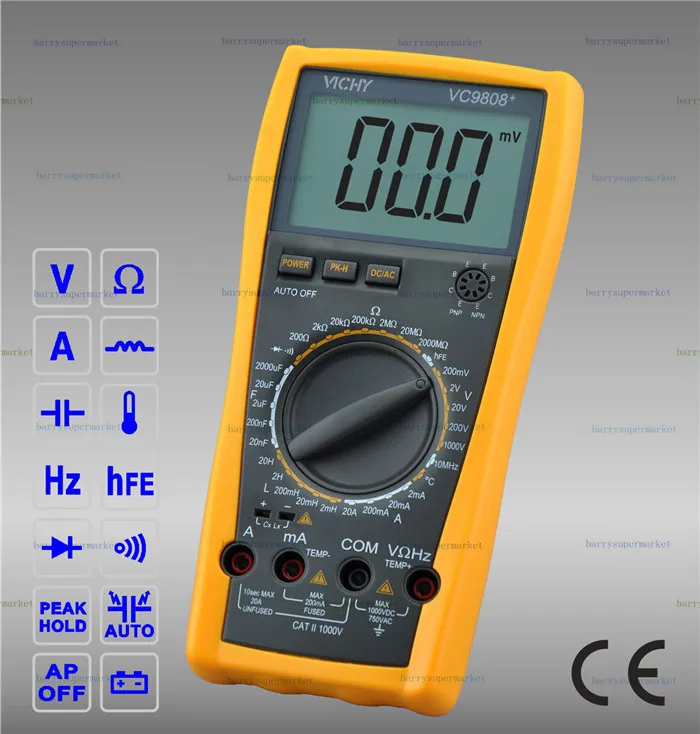 

VICHY VC9808+ Digital Multimeter Inductance Res Cap Freq Temp DCV/A with bag