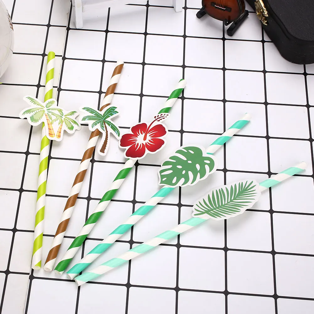 

Disposable Tropical Plants Straw Fruit 3D Birthday Environmental Kitchen Cocktail Decorate Sucker Beautiful Summer 10pcs Party