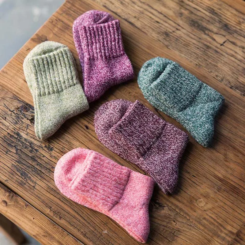 

1Pair Women Wool Cashmere Thick Warm Soft Solid Casual Socks Winter