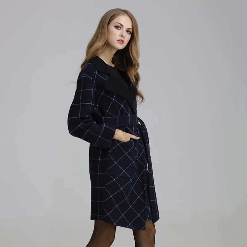 Italian Style Luxury Women's Long Wool Winter Coat Female Cashmere