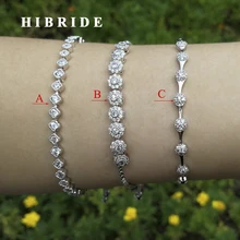 HIBRIDE, цветочный дизайн, AAA, кубический циркон, женские свадебные браслеты, белое золото, цвет коробки, цепочка, регулируемый, звено, браслет, B-114