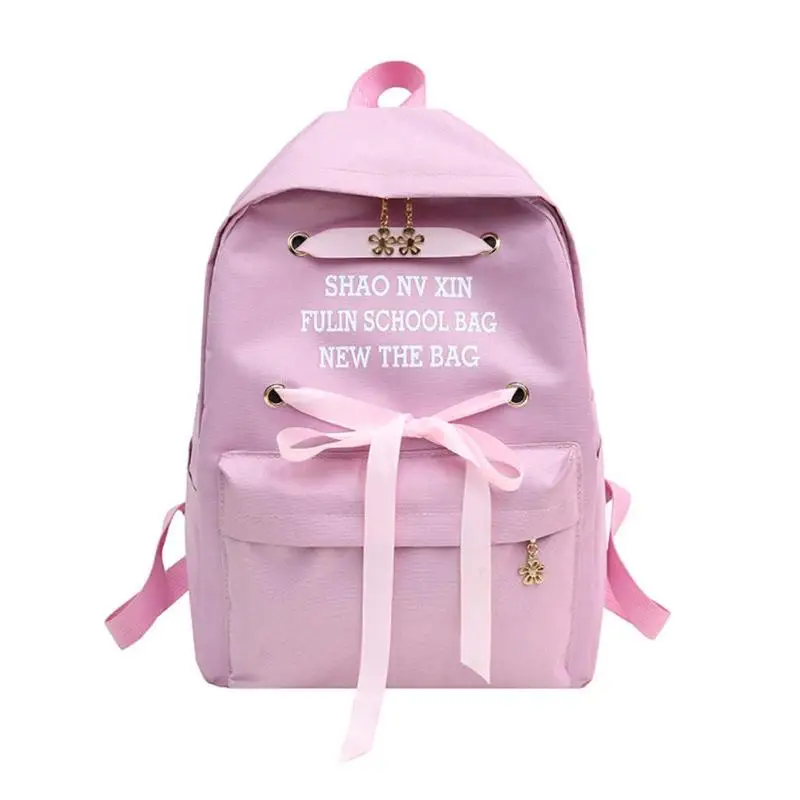 

Preppy Style Teenage Girls Bowknot School Ribbon Backpack Casual Zipper Oxford Cloth Women Backpack Shoulder Travel Mochila Z60