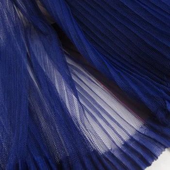 

5 Meters Width 155CM 61" royal blue Ruffled Pleated Crumple Mesh Lace Fabric Solid Wedding Dress Clothes Materials LX45