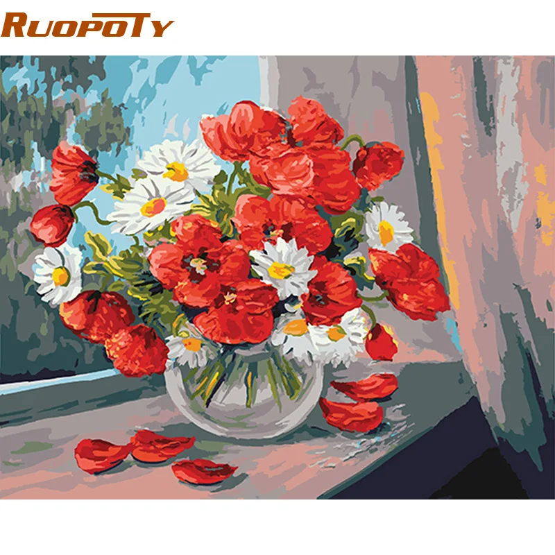 Buy RUOPOTY diy frame Flowers DIY Painting By Numbers