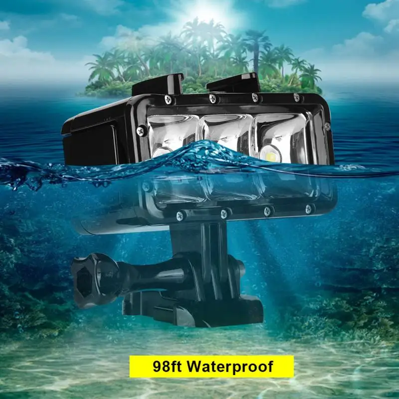 98ft Waterproof Diving Camera Light 5500K 300LM 3 level Lighting Fill