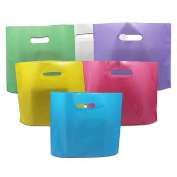 

DHL 400Pcs/lot Reusable Colorful Plastic Shopping Packaging Bag Wedding Boutique Gift Clothing Grocery Package Bags With Handle