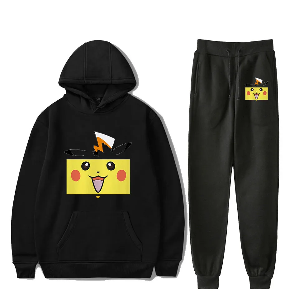 

2019 HIP HOP FASHION Pokemon printing Hooded Hoodies Sweatshirts+Recreational Sweatpants Sport Suit Men's and Women's Sets