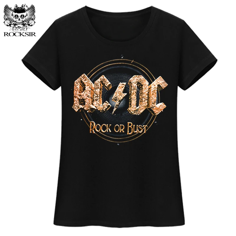 Женская футболка с принтом Rocksir AC DC Rock или Bust в стиле Харадзюку Повседневная панк
