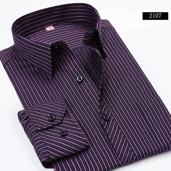 Новинка, мужская рубашка в полоску, формальная Модная рубашка с длинным рукавом, брендовая деловая Мужская Повседневная рубашка, Camisa Masculina, большие размеры 5XL 6XL - Цвет: 2107