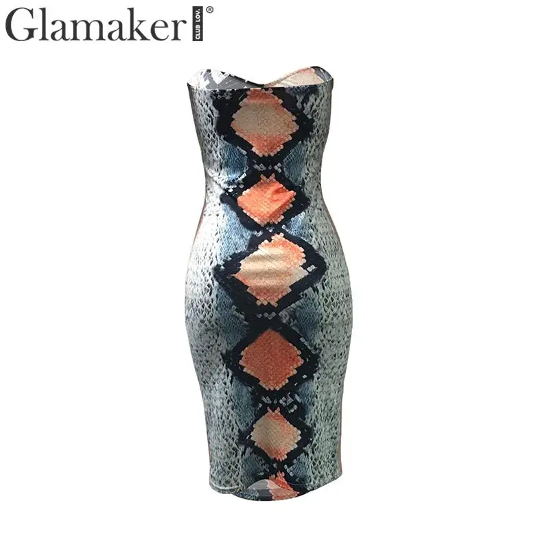 Glamaker сексуальное длинное платье без рукавов с принтом змеи женские вечерние обтягивающее элегантное платье женское летнее платье в полоску повседневное большой размер