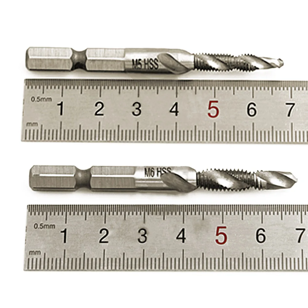 1 шт. HSS сверло с шестигранным хвостовиком 1/4 метрический титановый спиральный кран с винтовой резьбой комбинированный Буровой инструмент M3 M4 M5 M6 M8 M10