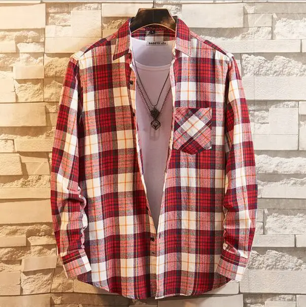 Высокое качество, клетчатая Повседневная весенне-осенняя коллекция, Мужская модная фланелевая деловая рубашка с длинными рукавами, брендовая мужская одежда - Цвет: ASIAN SIZE JMG1
