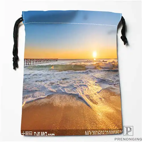 Пользовательские печати закат море(1 сумки для покупок на шнурках дорожный мешочек для хранения плавать Пешие прогулки игрушка сумка унисекс мульти Size18-12-31-157